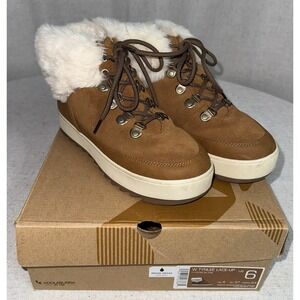 UGG Koolaburra Tynlee Boots Women's 6 Suede Faux Fur Lace Up Brown 1114733